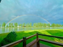 A rainbow over No Wake Lake