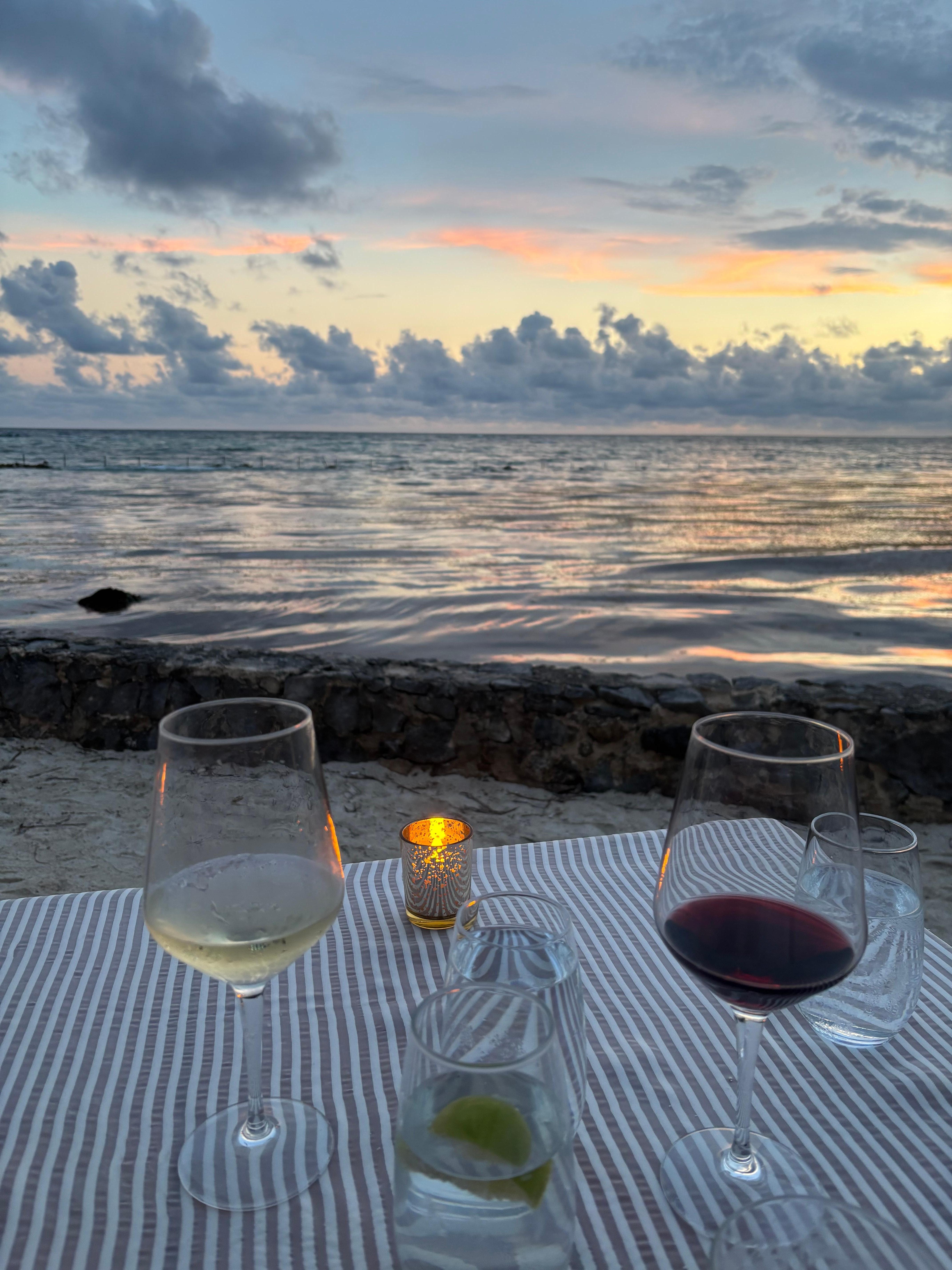 Candlelight dinner on beach