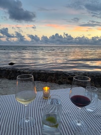 Candlelight dinner on beach