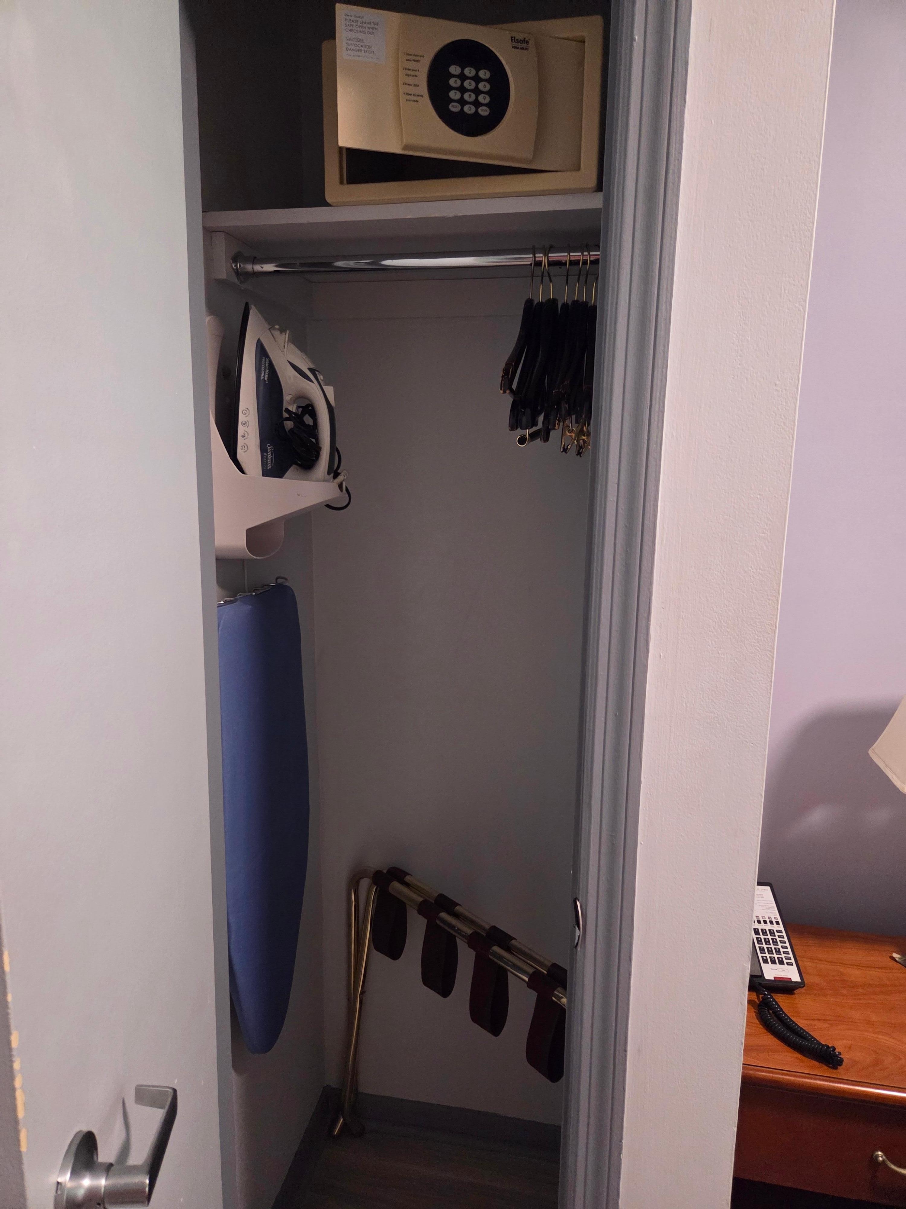 Closet for storage with convenience items.