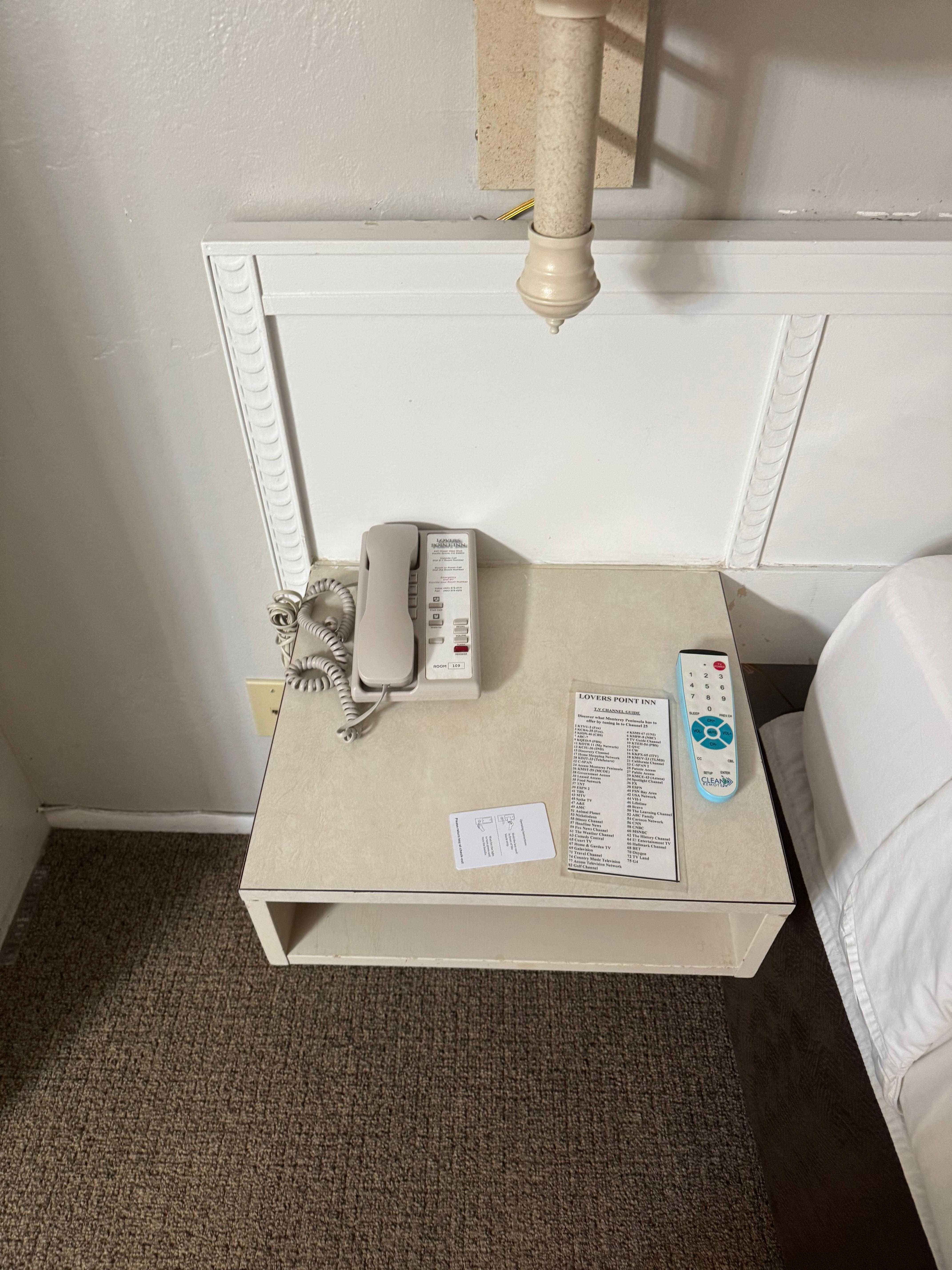 Bedside table broken , lamp broken.