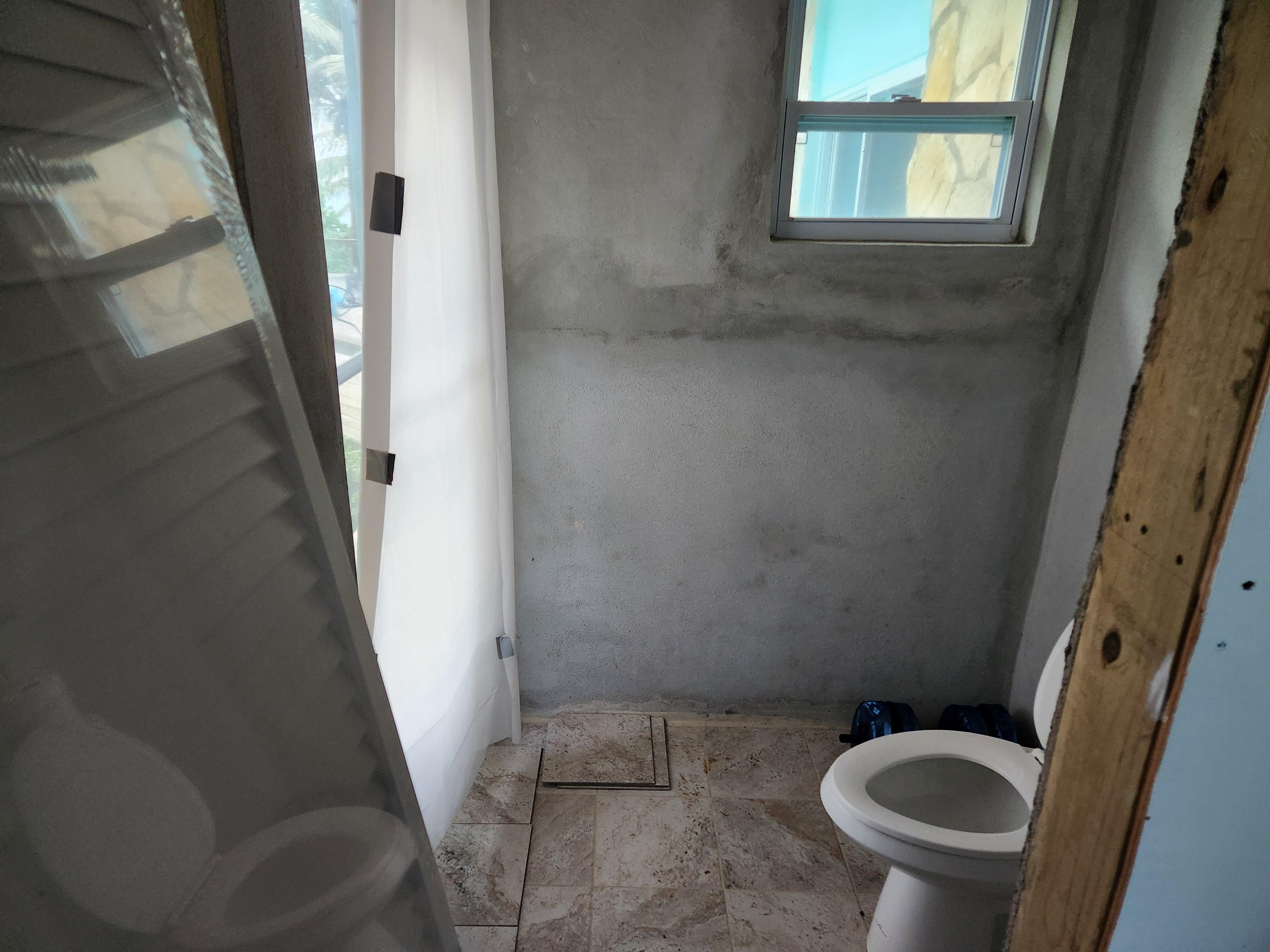 Bathroom no door no sink