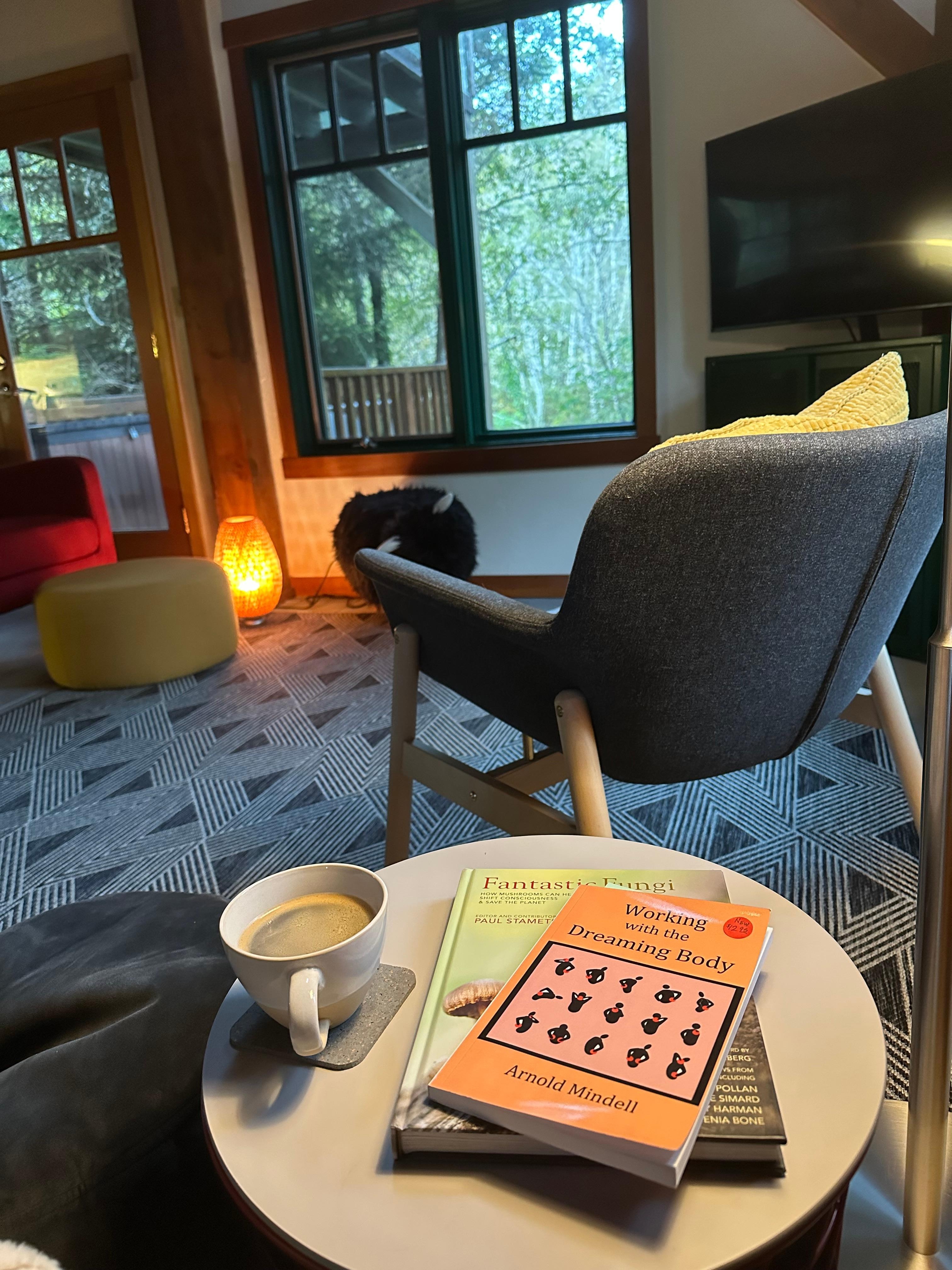 Picked up some great books at my favorite bookstore! The couch was cozy for morning coffee and reading 