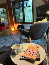 Picked up some great books at my favorite bookstore! The couch was cozy for morning coffee and reading
