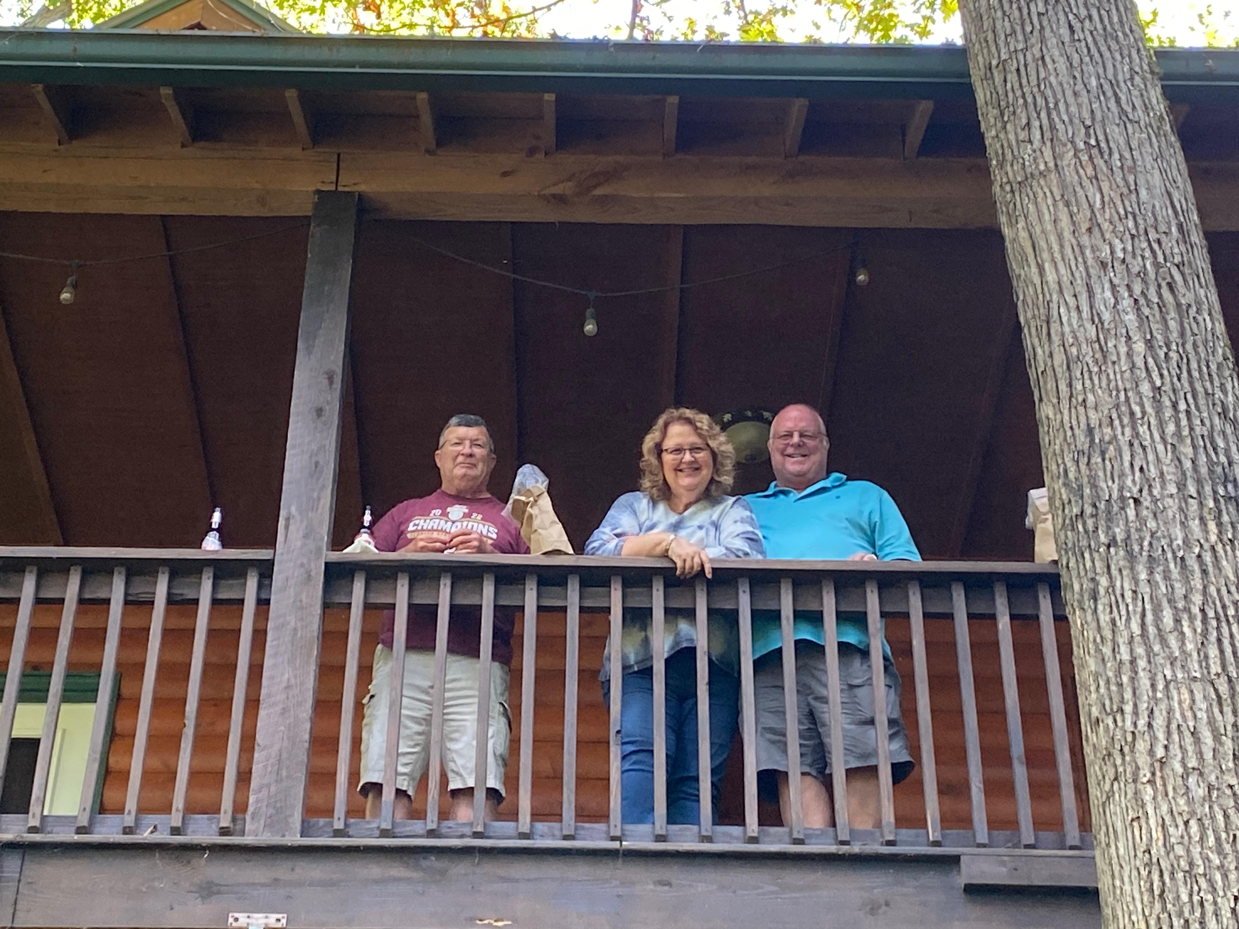 Enjoying the view of the creek from the back deck.