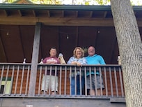 Enjoying the view of the creek from the back deck.