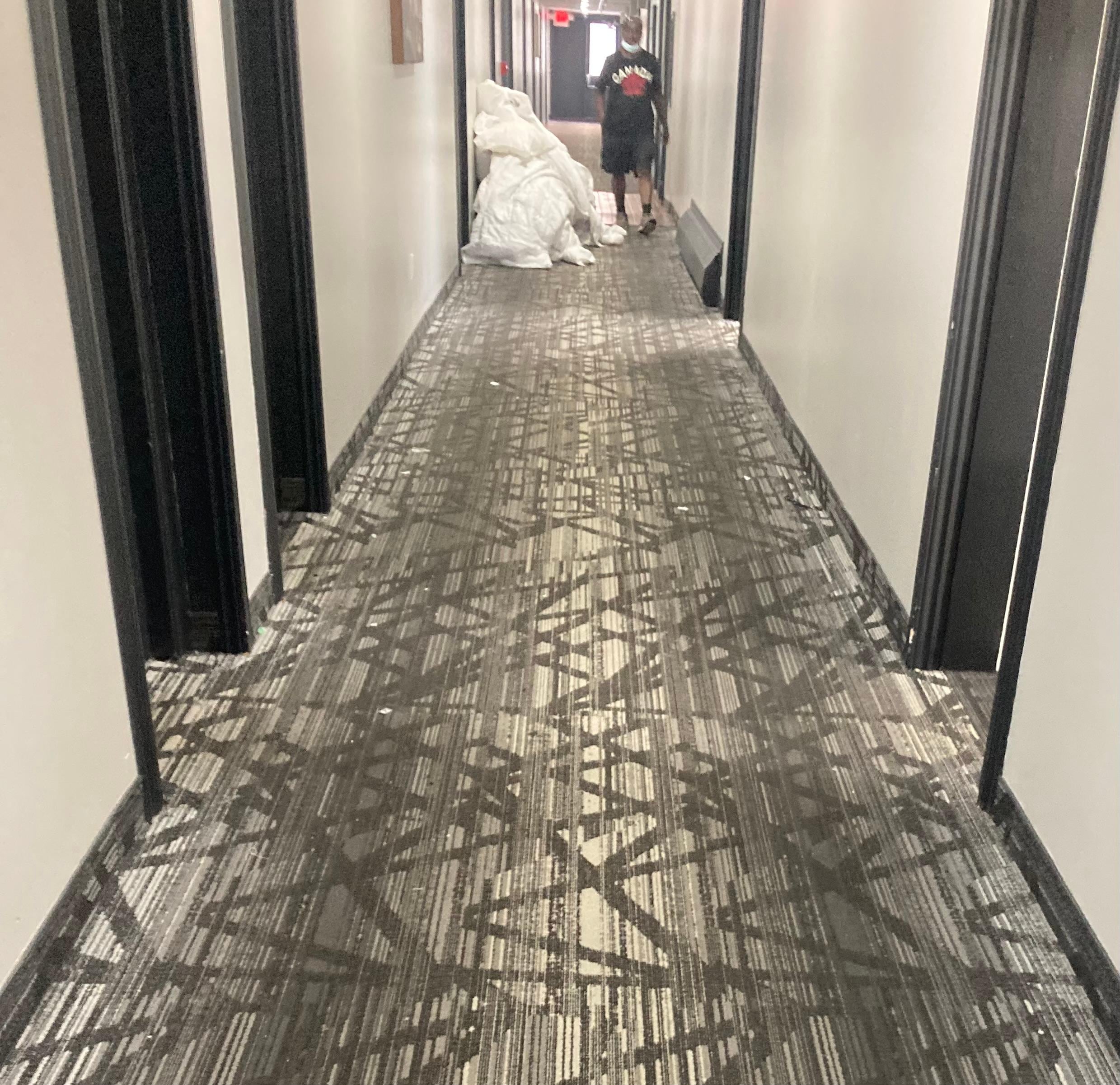 Hall to rooms. Carpets are filthy