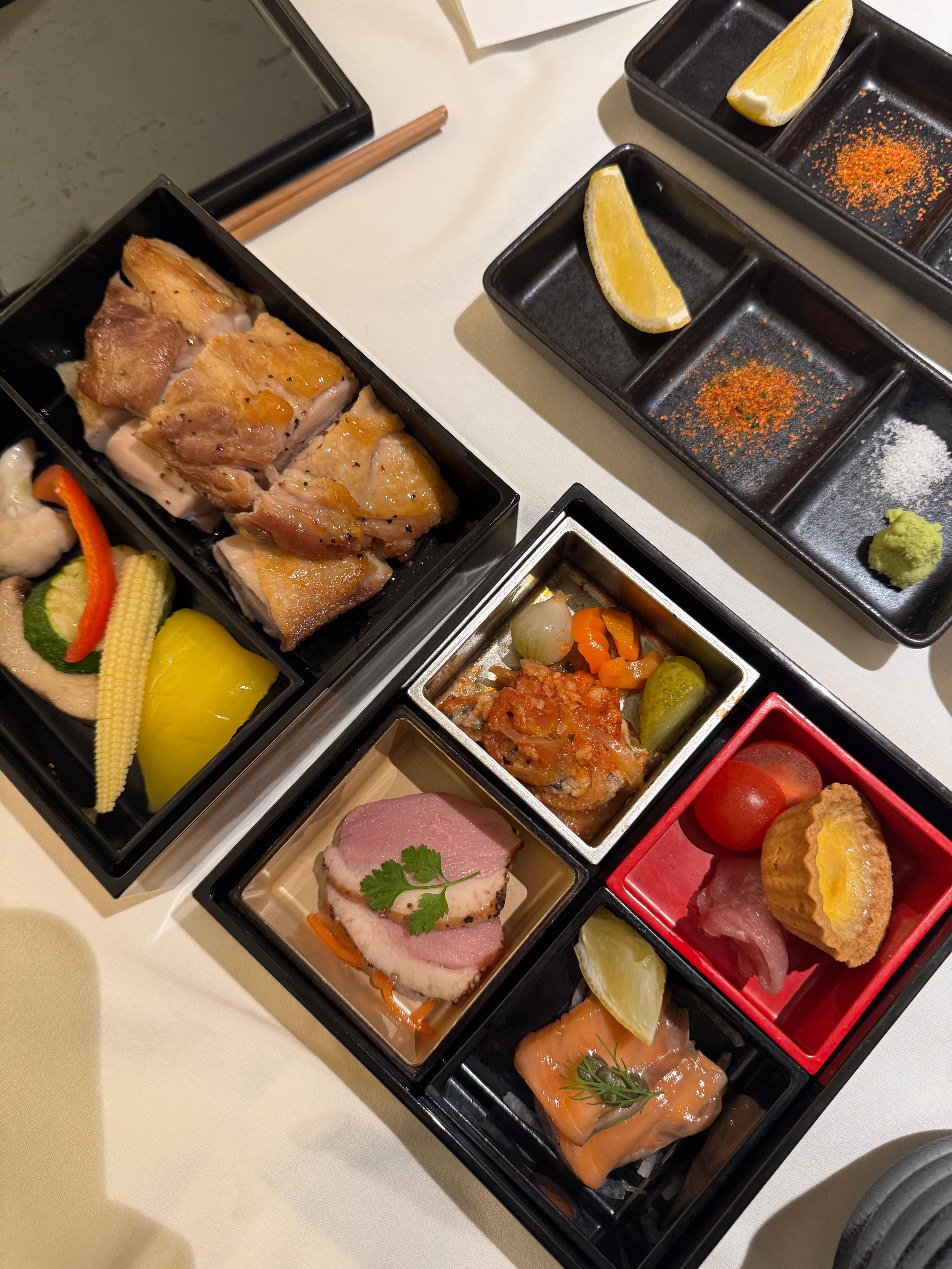 Chicken bento box of room service menu