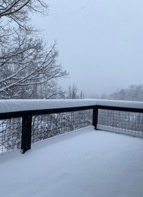 The balcony the morning after it started to snow
