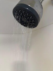 Shower on full blast.