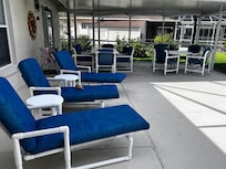 The pool enjoys full sun and the lanai has afternoon shade and is partly covered which is perfect during rain showers.