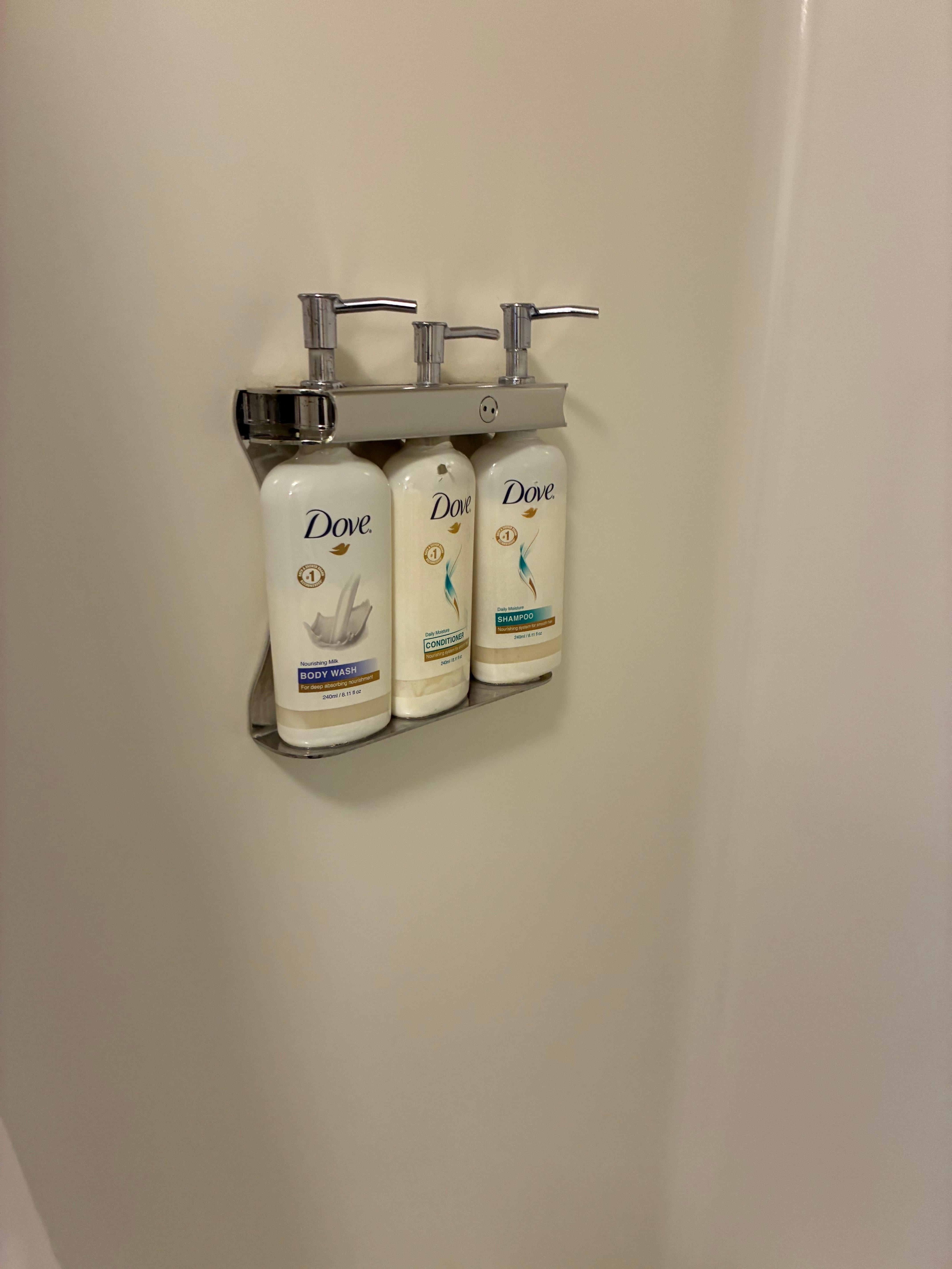 Just in case you leave your toiletries at home they provide Dove products
