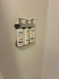 Just in case you leave your toiletries at home they provide Dove products