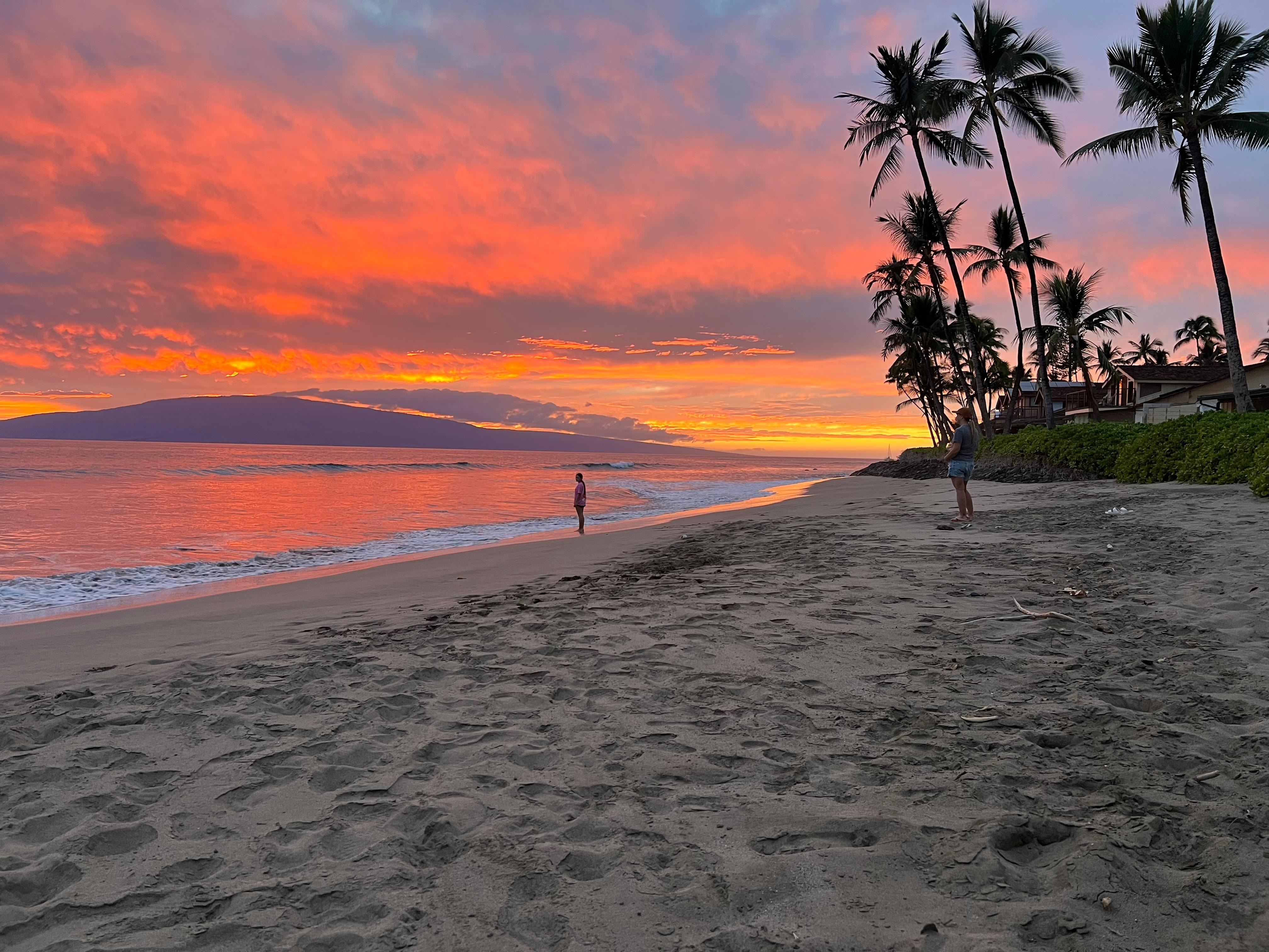 The sunsets never disappointed. View from the beach steps from the lanai. 