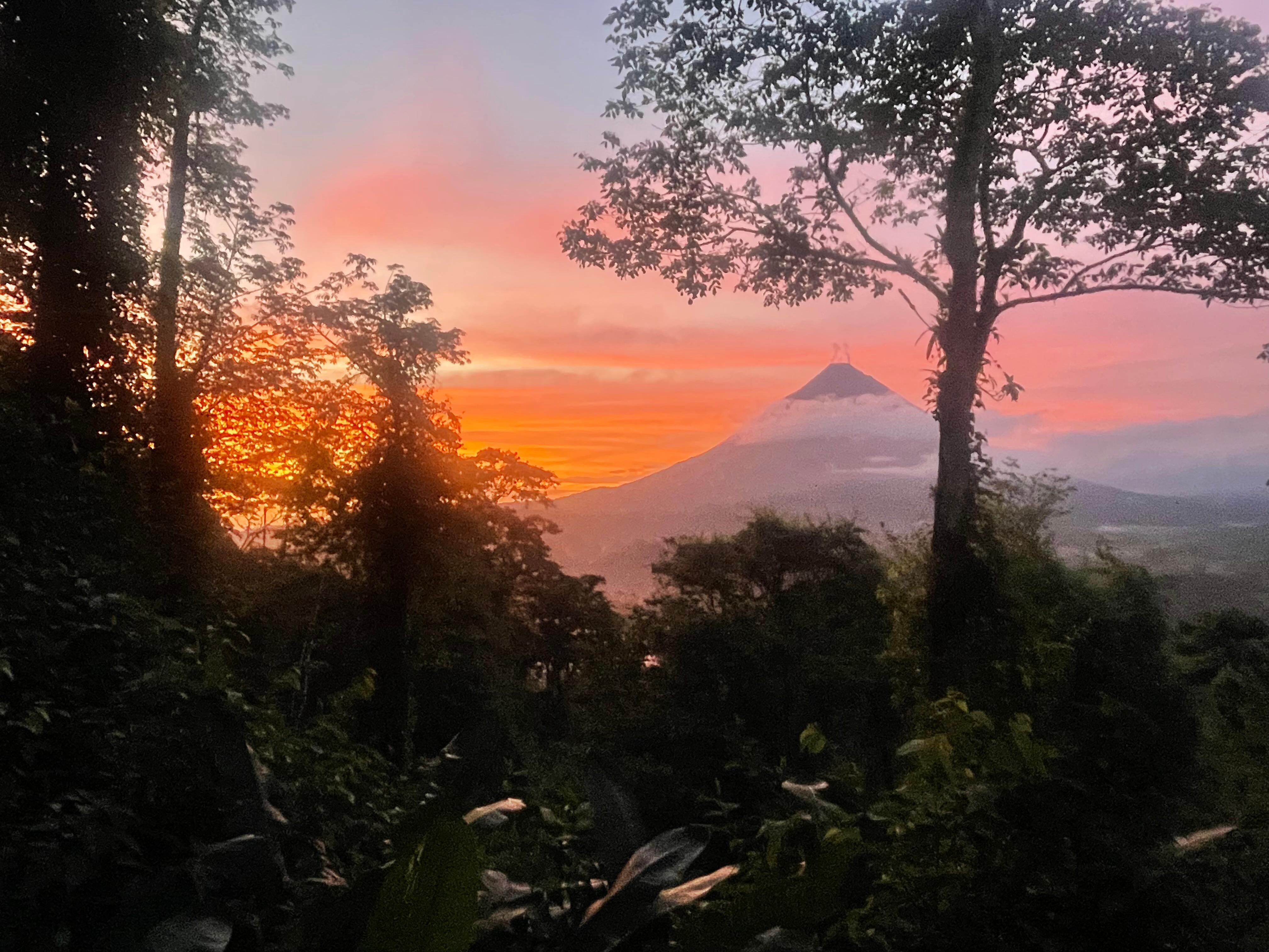 View of Arenal volcano from our room at sunrise.  