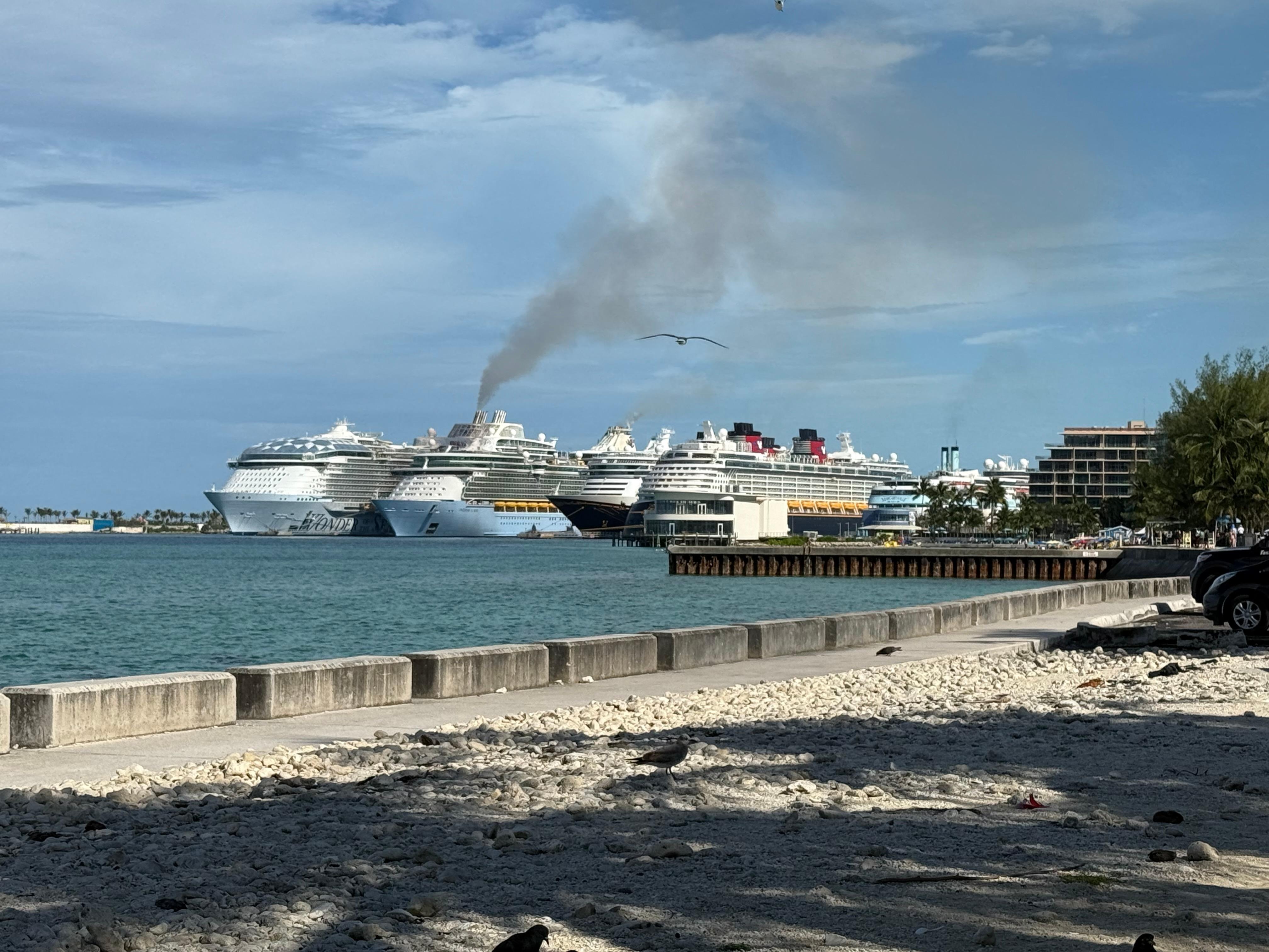 Massive cruise ships belching smoke right beside where you are staying 