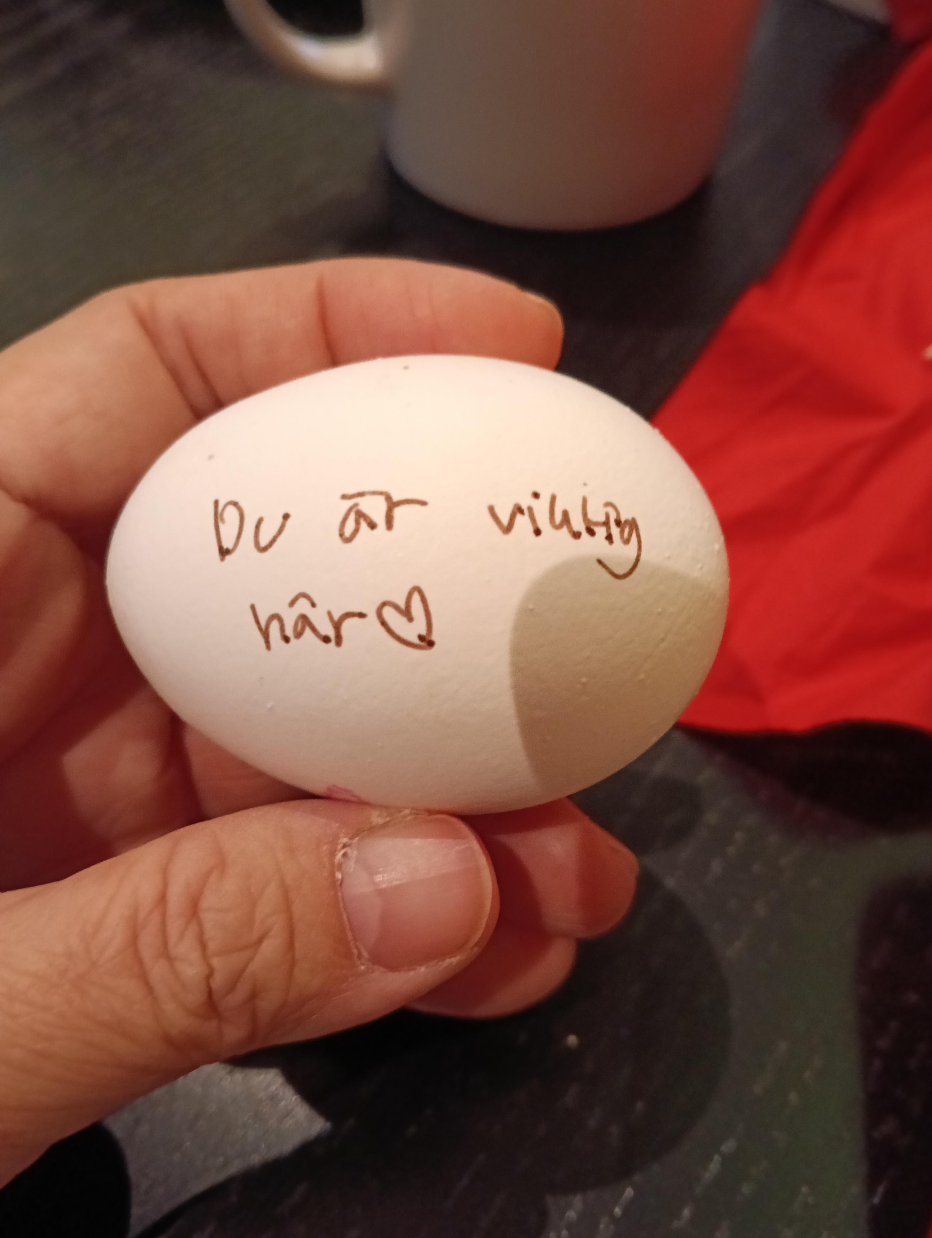 Lovely uplifting messages on each of the eggs at breakfast. This was mine