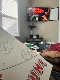 TV with dvd player and there were a couple of movies