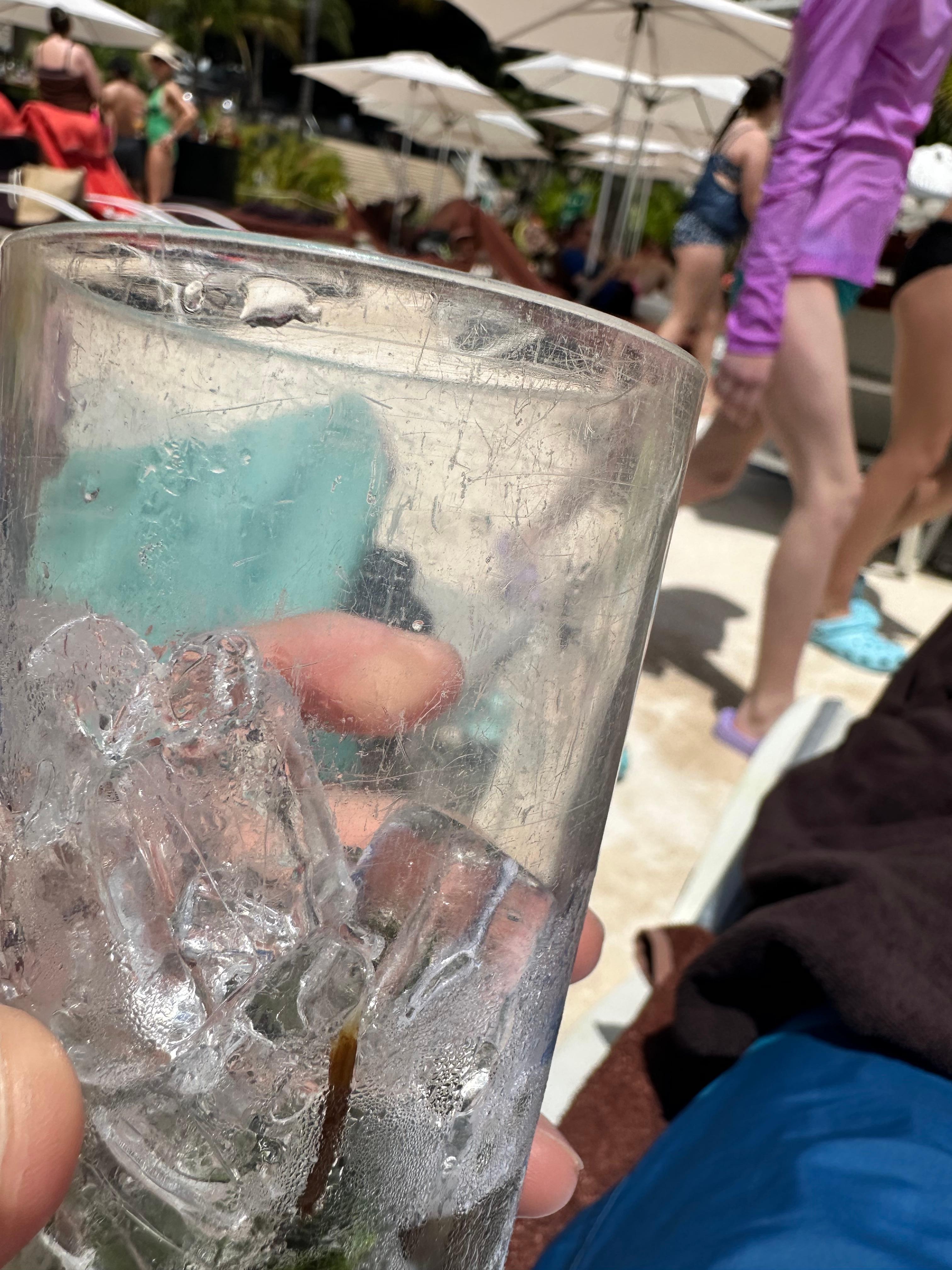 The glasses look as if they’ve been played with like soccer ball for five years.