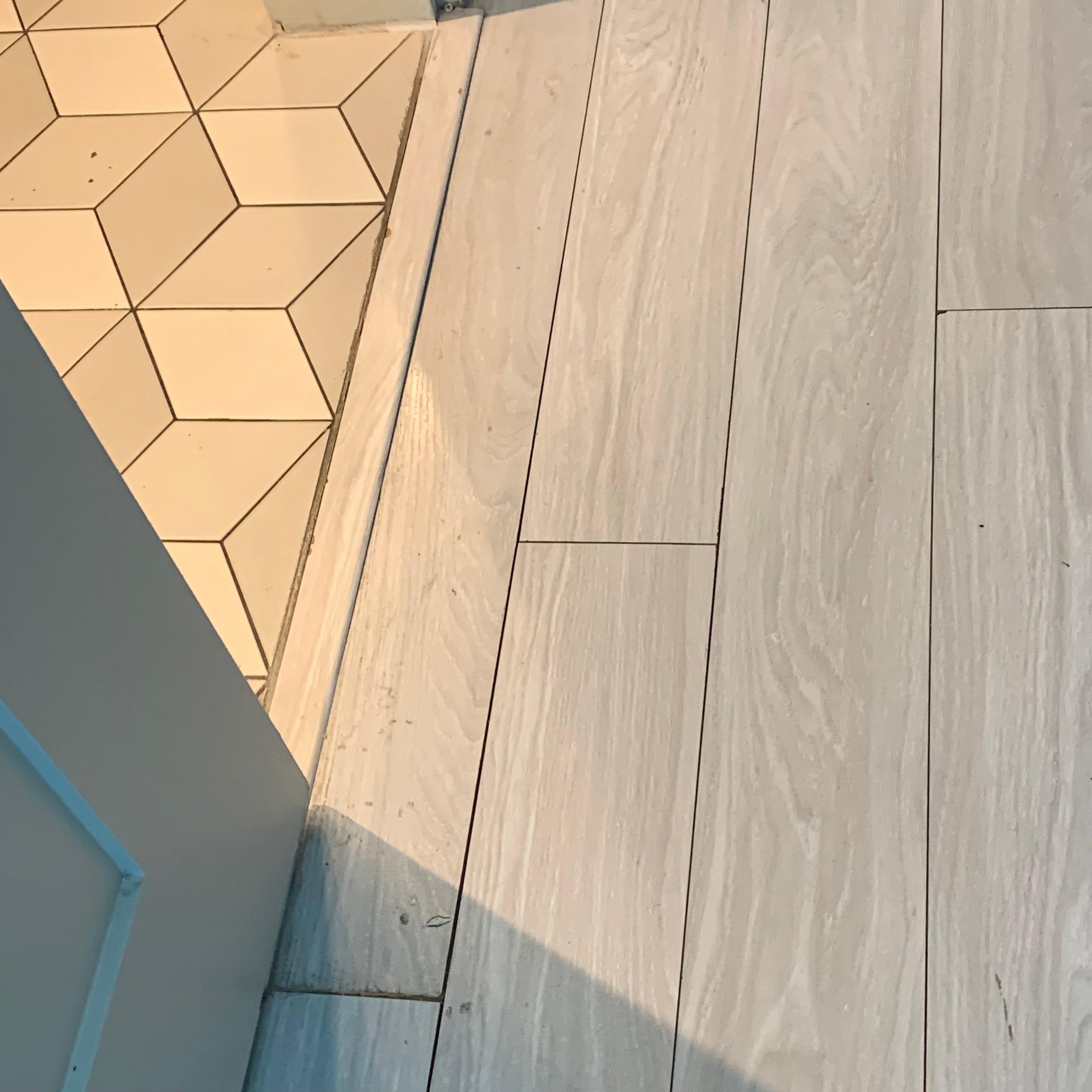 Filthy bathroom threshold. Zoom in. 