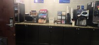 The counter for drinks and cereal
