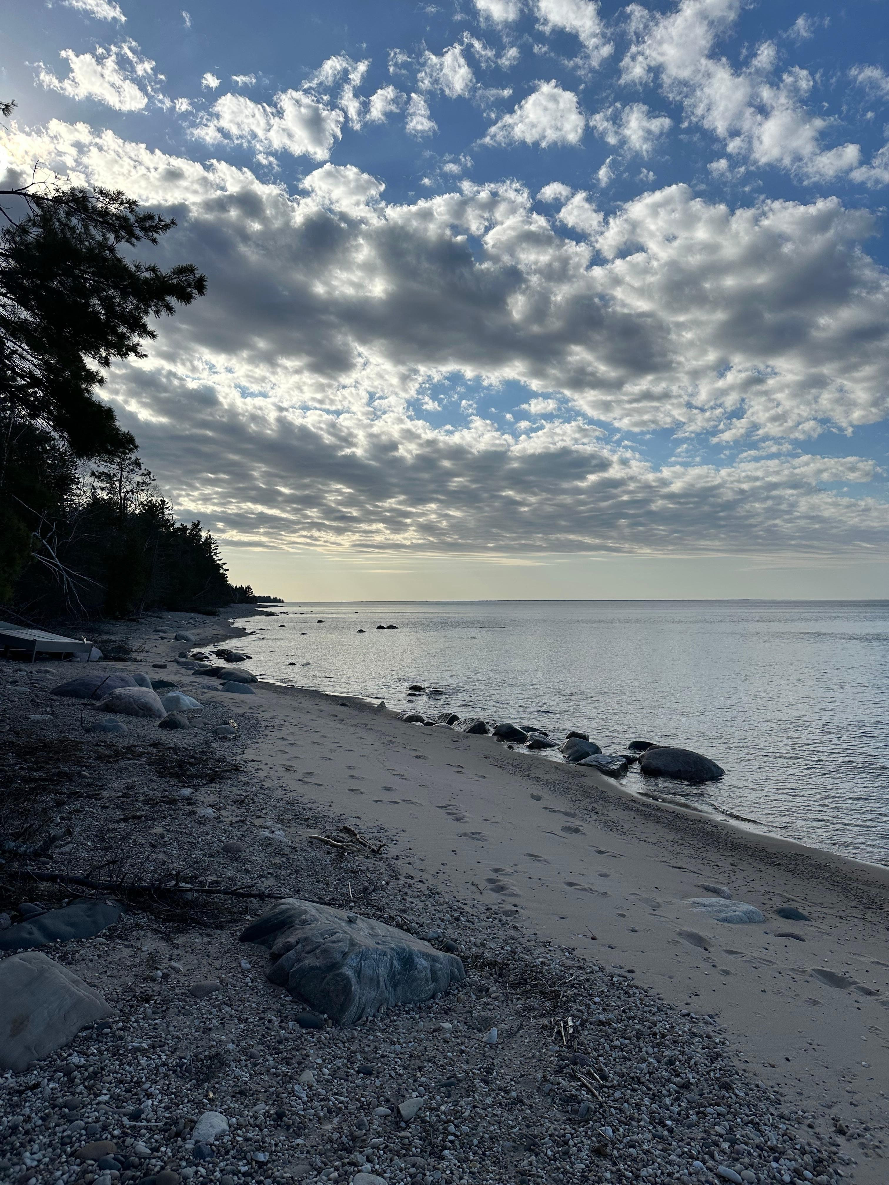 Looking to the left down at the shore 