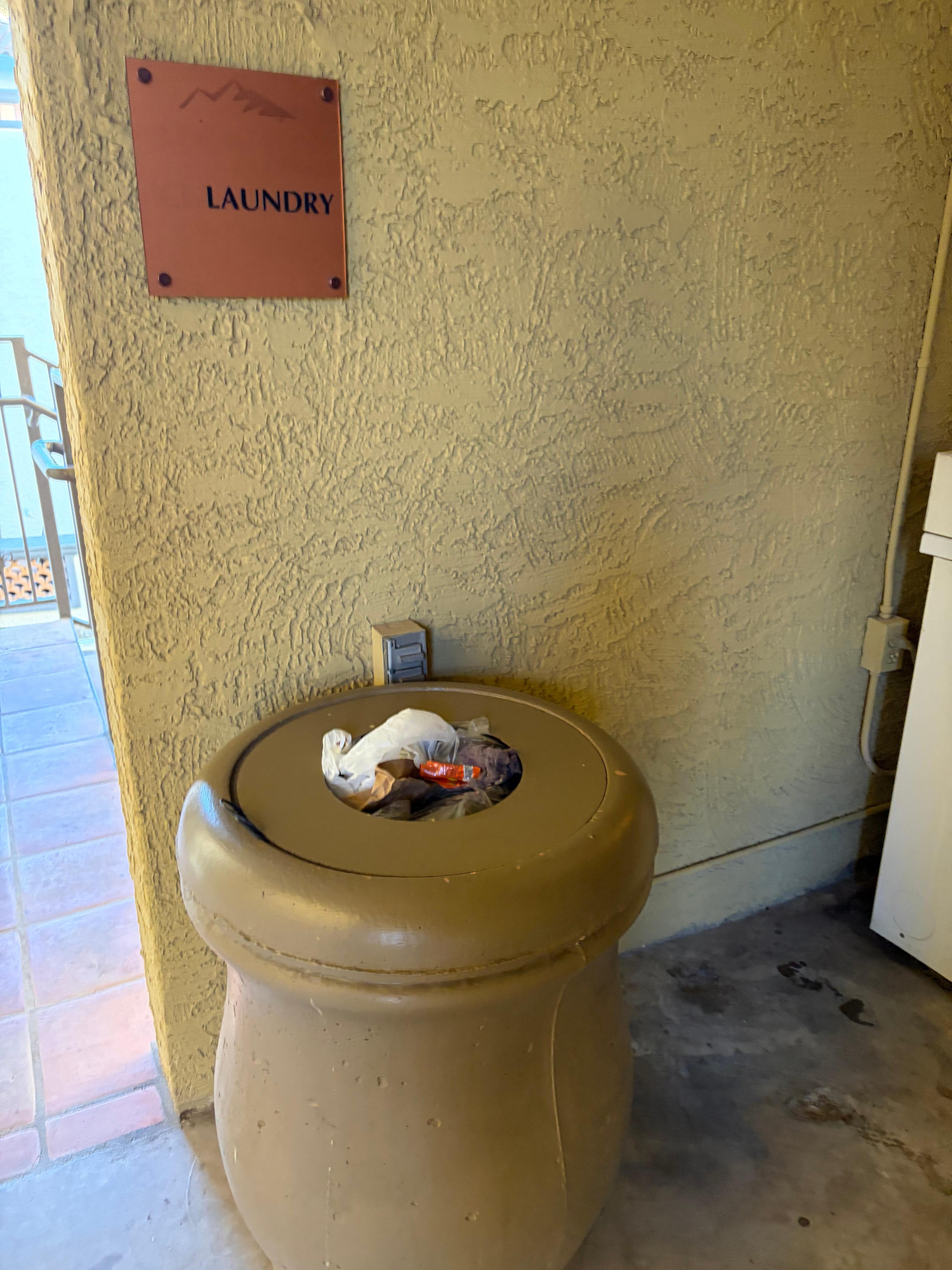 We had to take our own trash - apparently other guests did too. The bins were all full. 