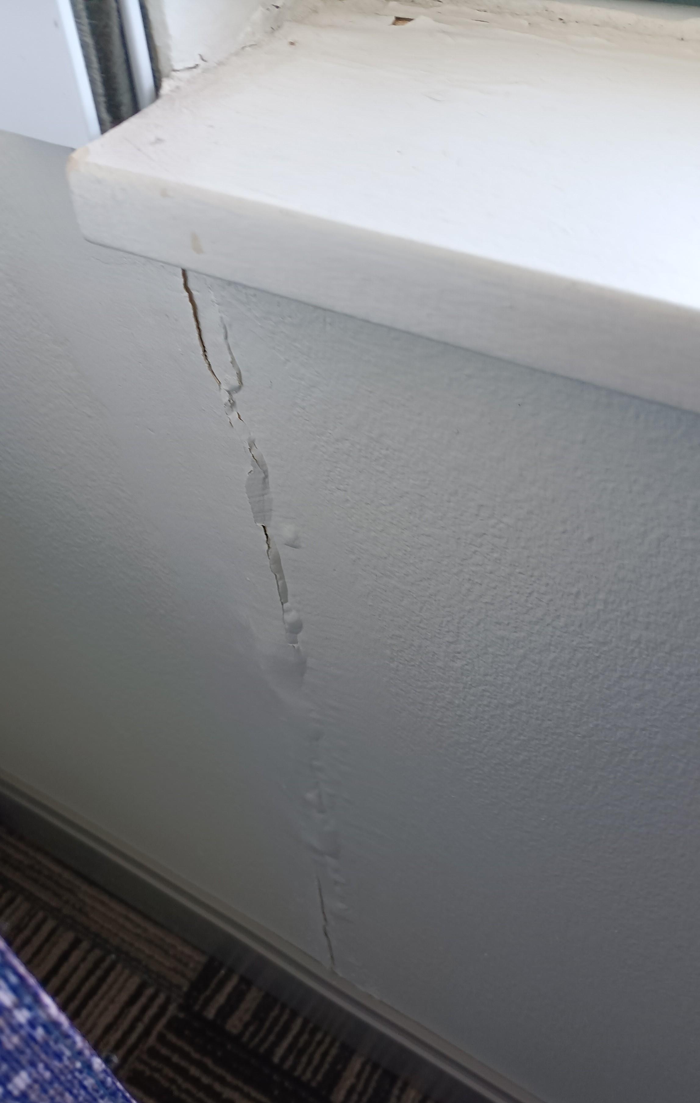 Window and drywall in need of repairs 