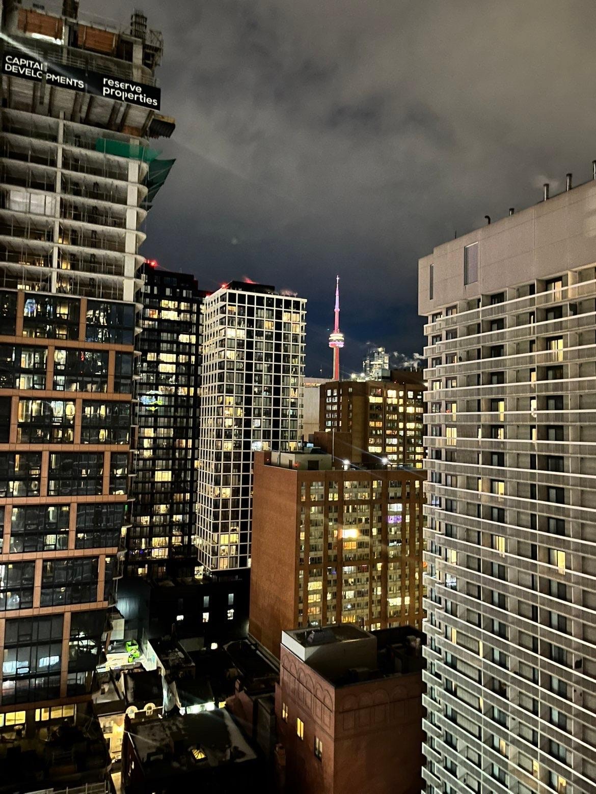 Night view of the CN Tower from my room 