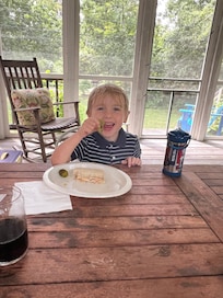 Lunch on the screened in porch