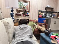 My boys enjoying the comforts of the Bird House!