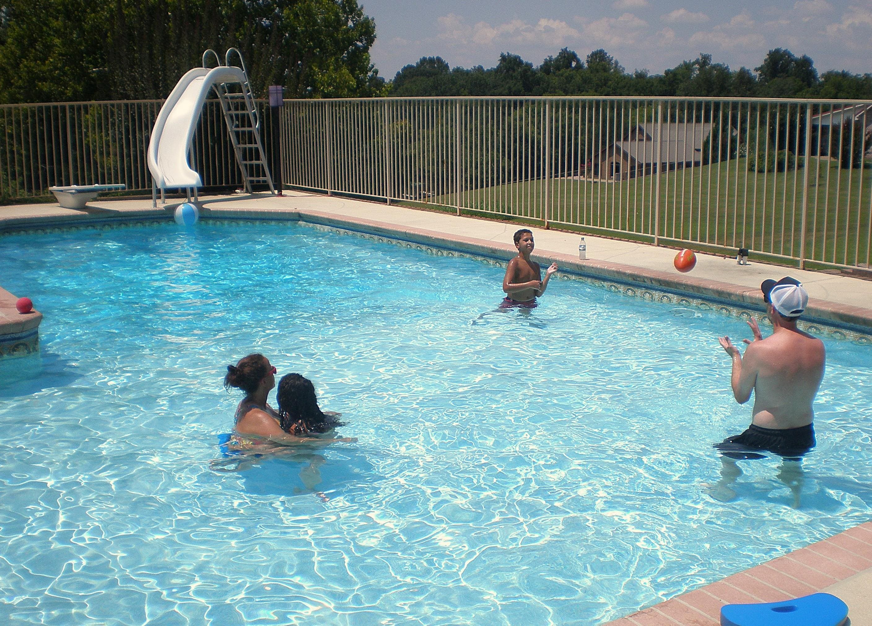 Family in pool daily.