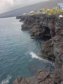 A view of the water from the edge of the property.