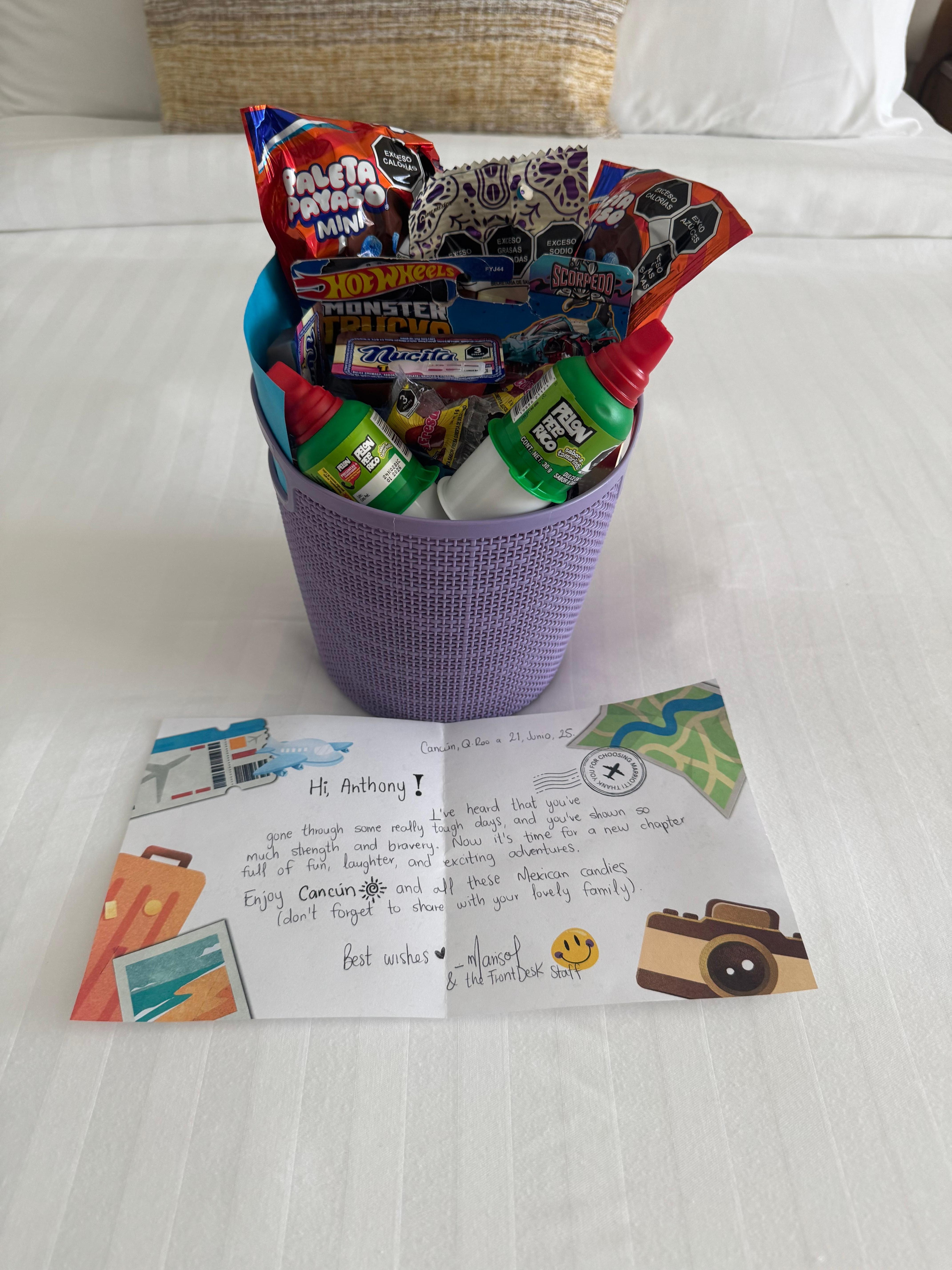 Our front desk agent sent this to my son for his cancer-free celebration