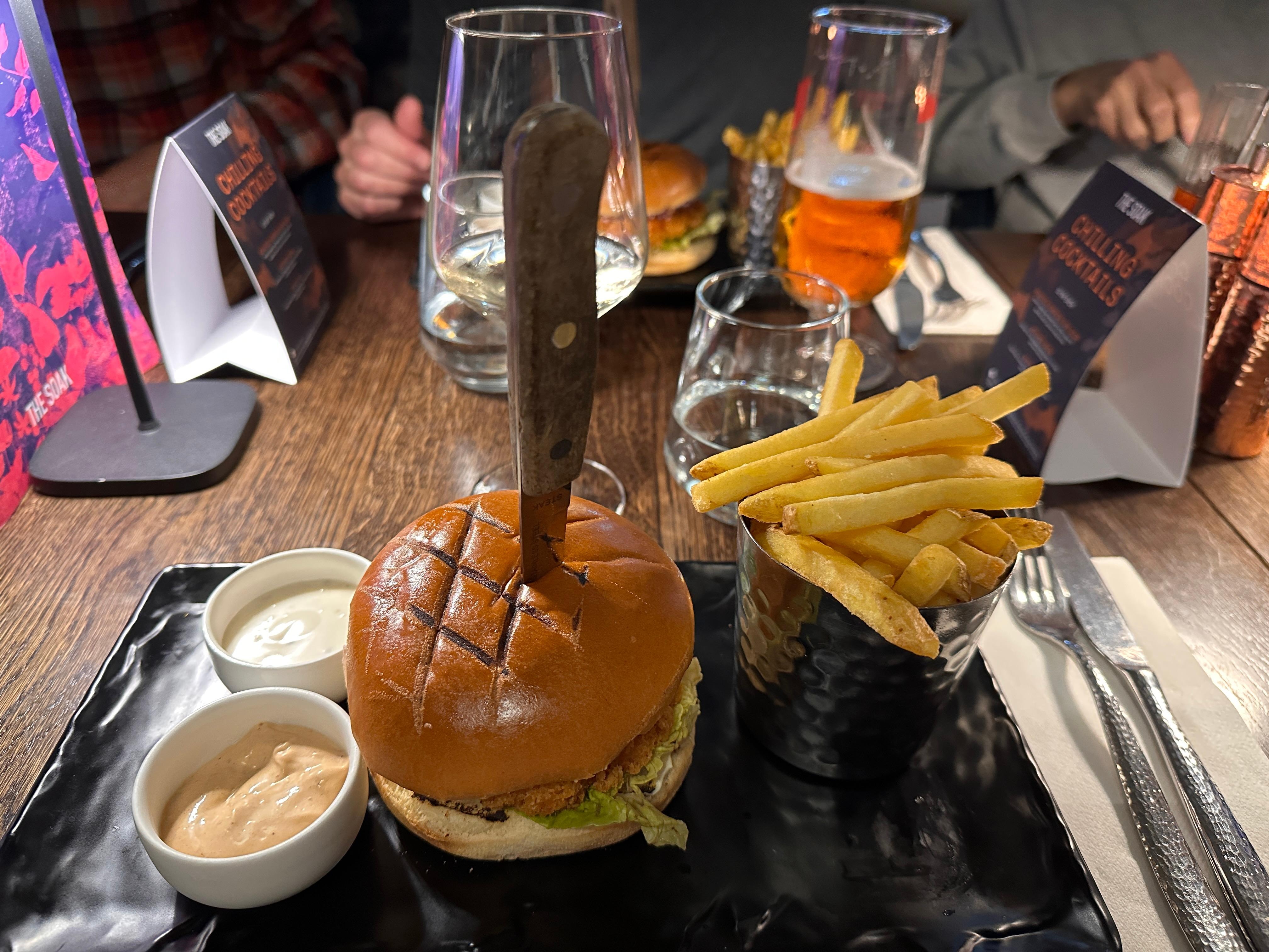 Dinner. The clucky burger. So good