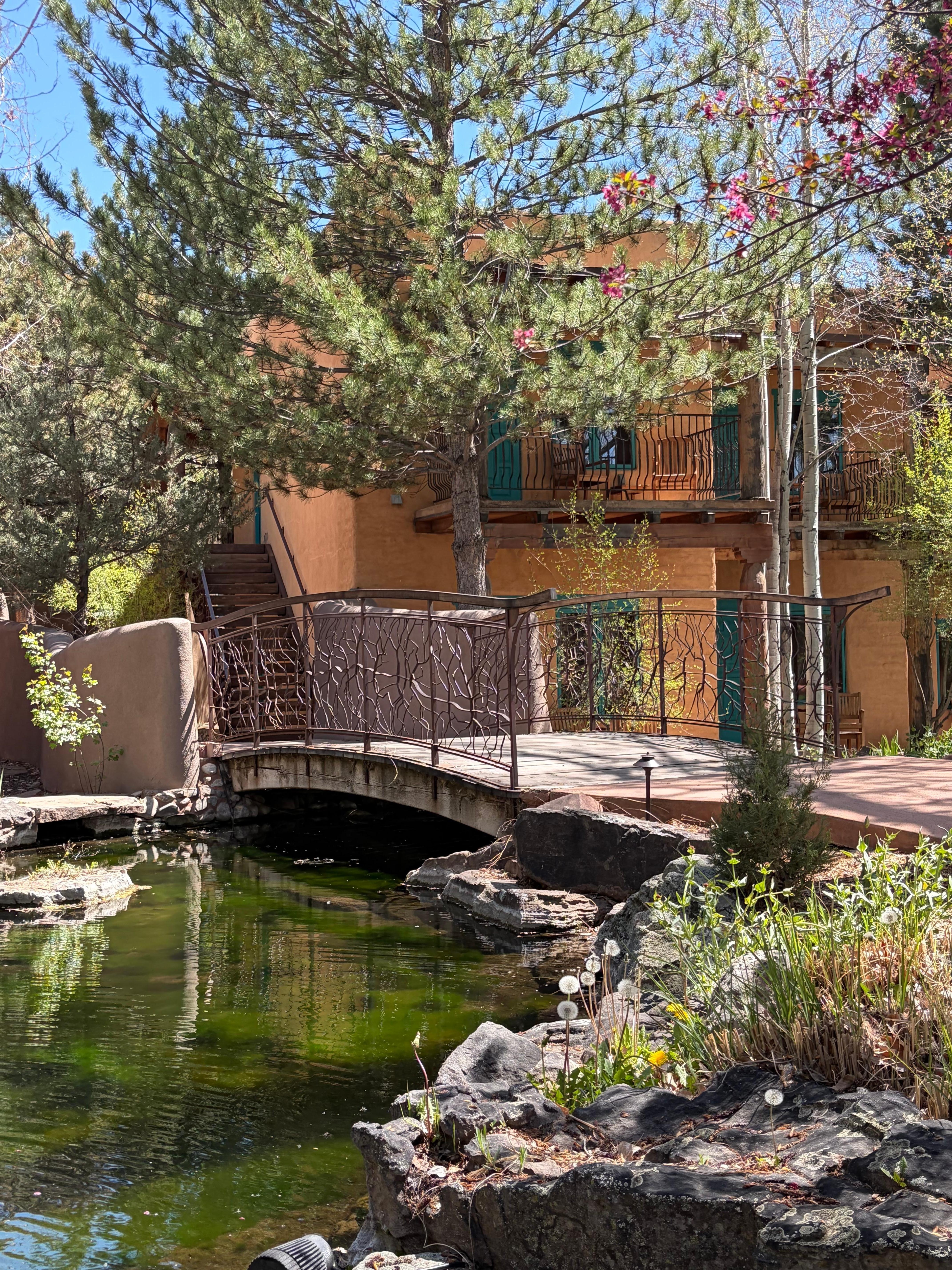 Peaceful walk to the spa listening to gentle waters