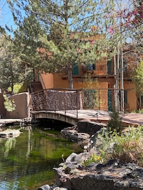 Peaceful walk to the spa listening to gentle waters