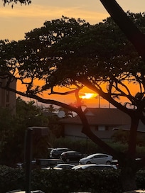 Balcony view at sunset.