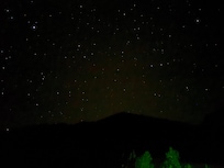 Night sky view outside the cabin