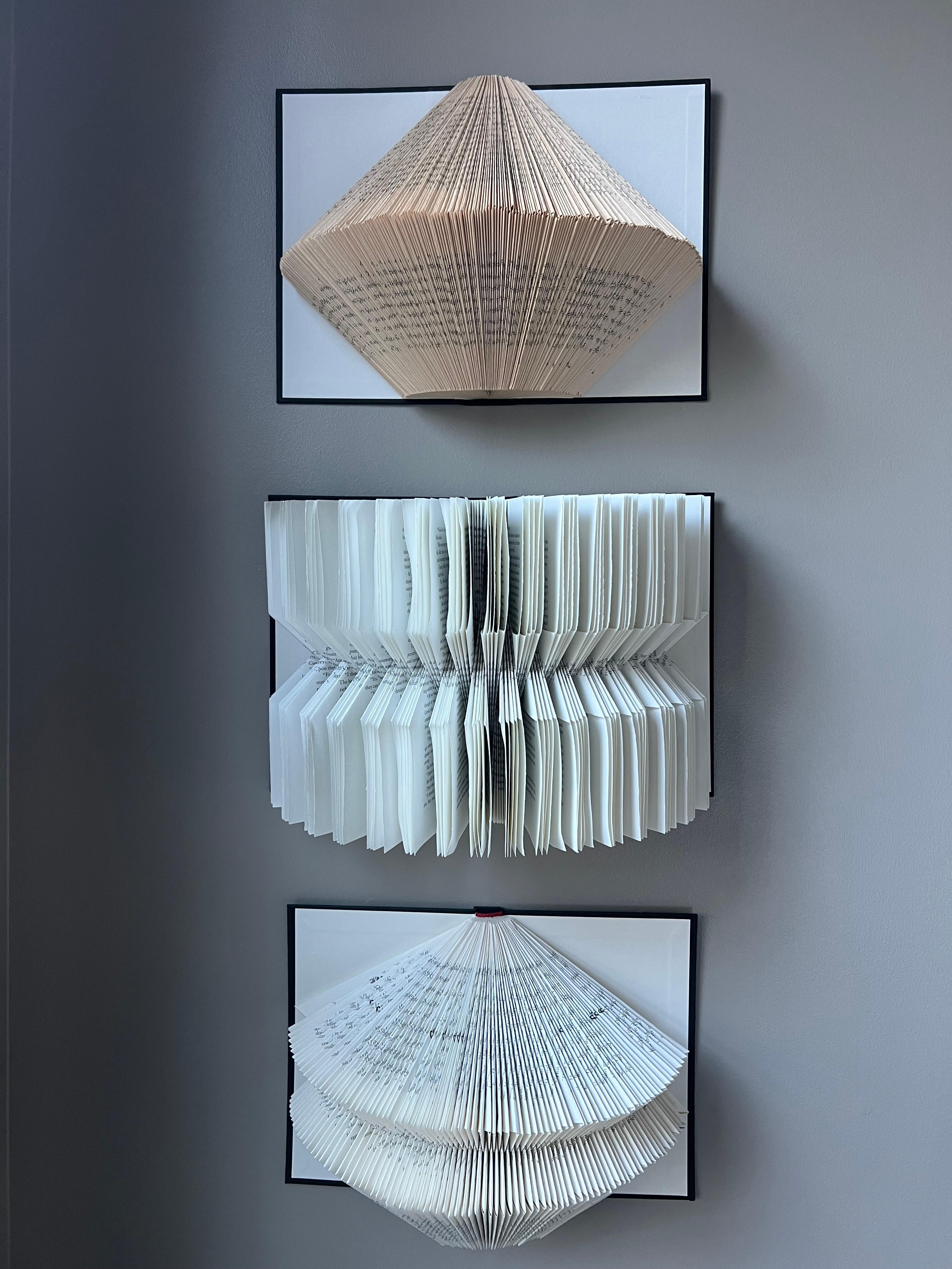 Unique art in primary bedroom 