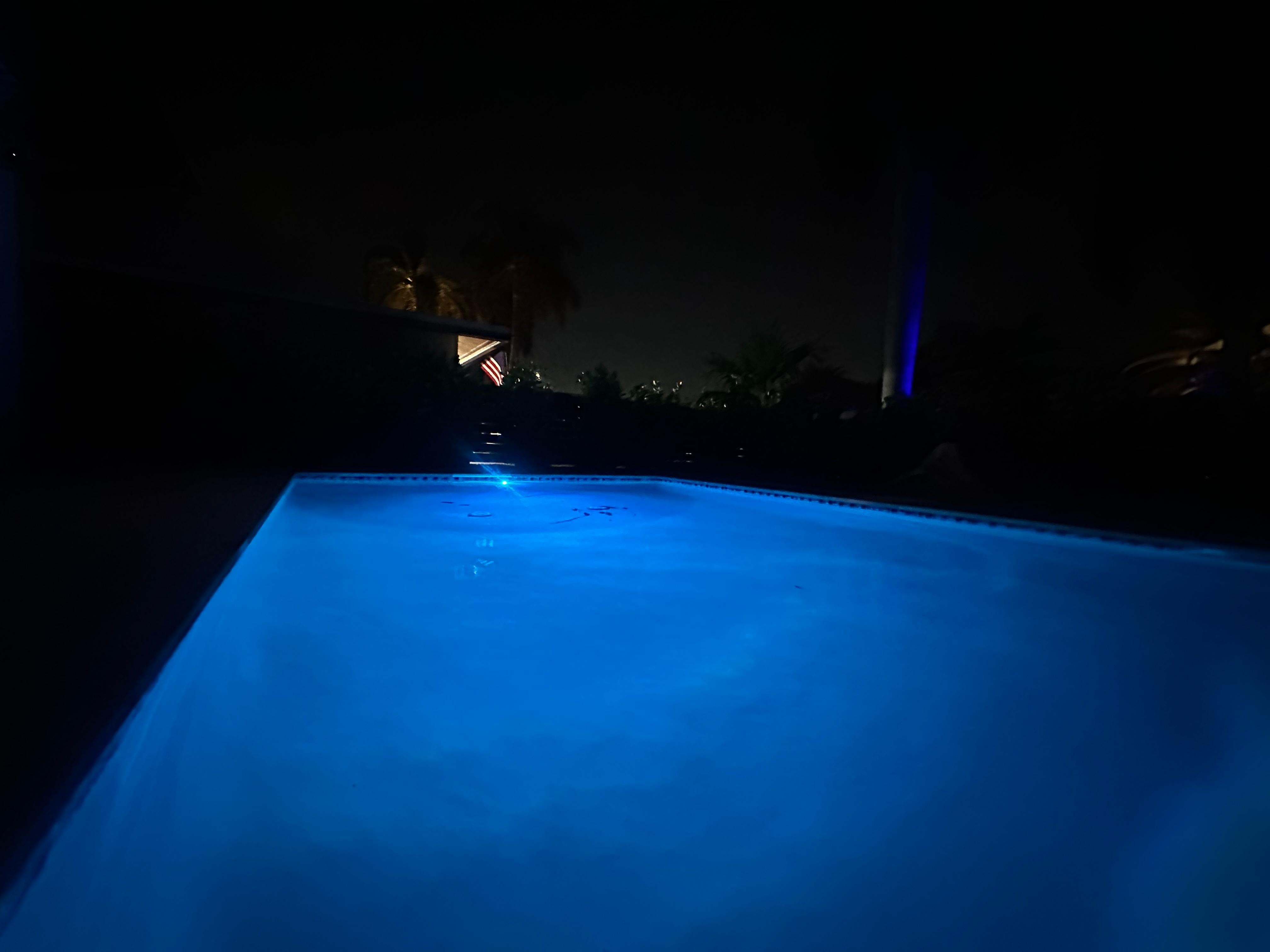 Great space and lighting for a night swim.