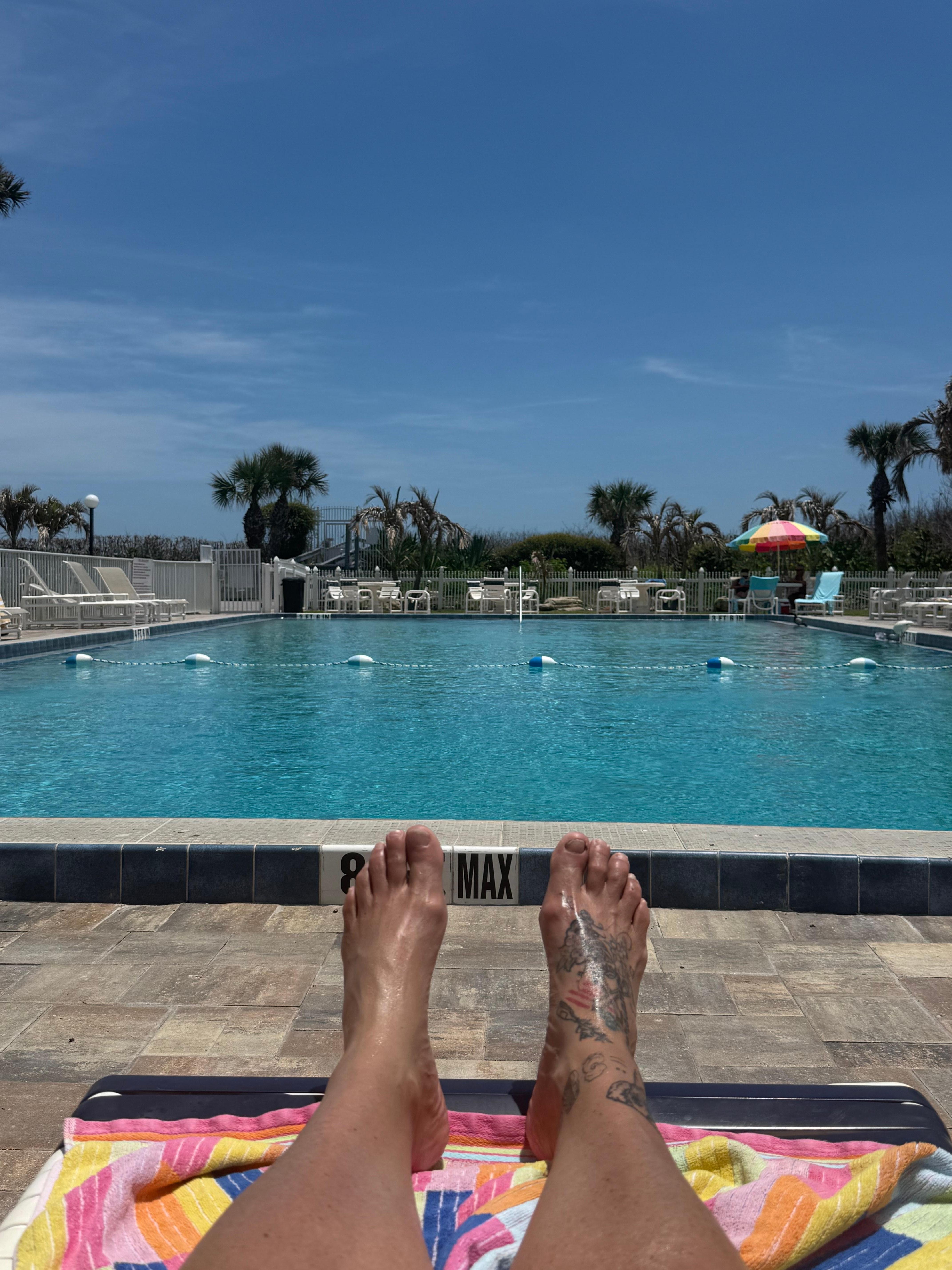 Pool view just beyond is the ocean at Cocoa beach