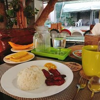 Breakfast available and mineral water.