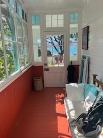 Entry way to cottage, lovely sitting spot