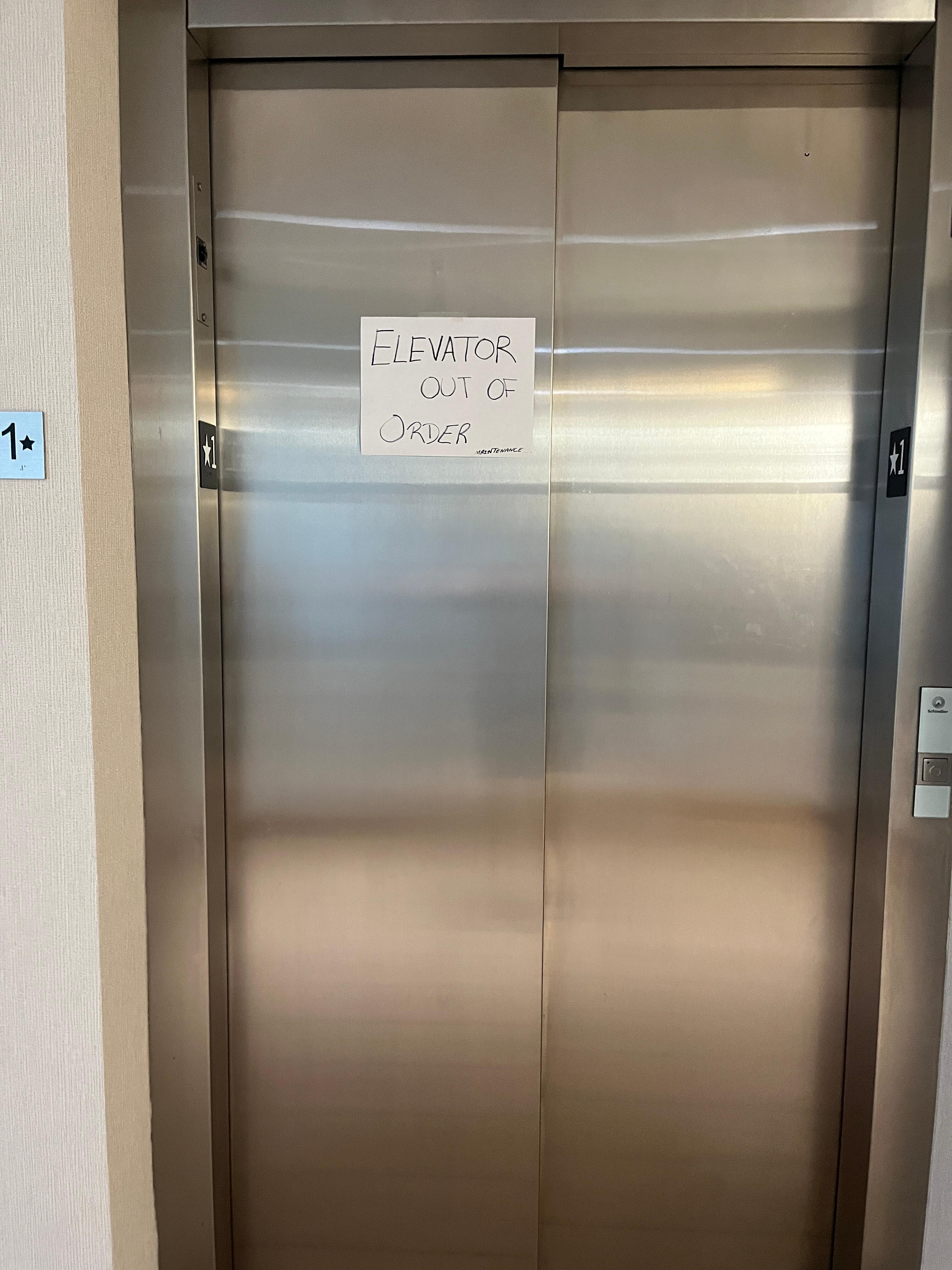 Broken elevator the pool was unavailable for use also.