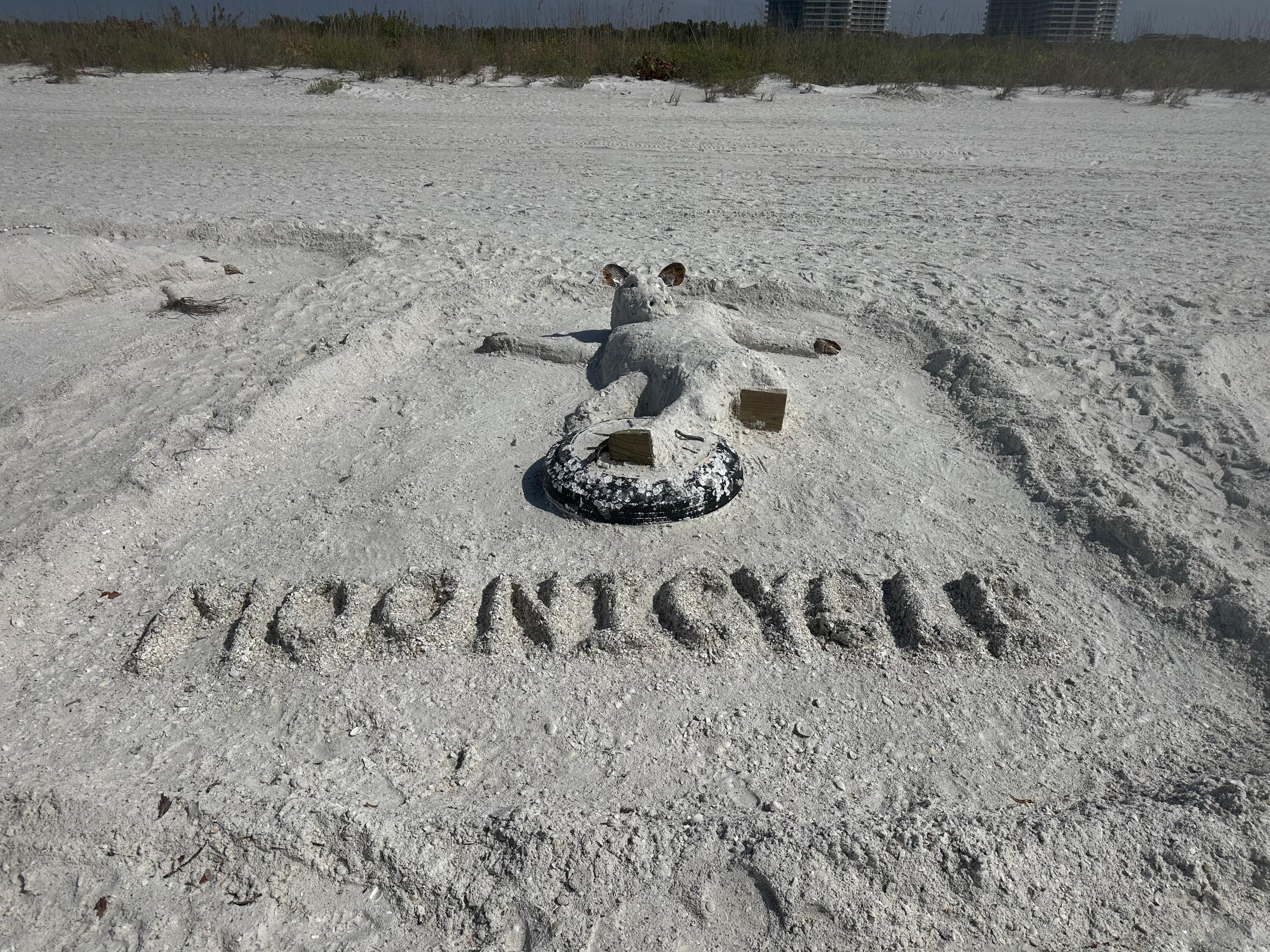 One of many sand sculptures on Tigertail BEACH