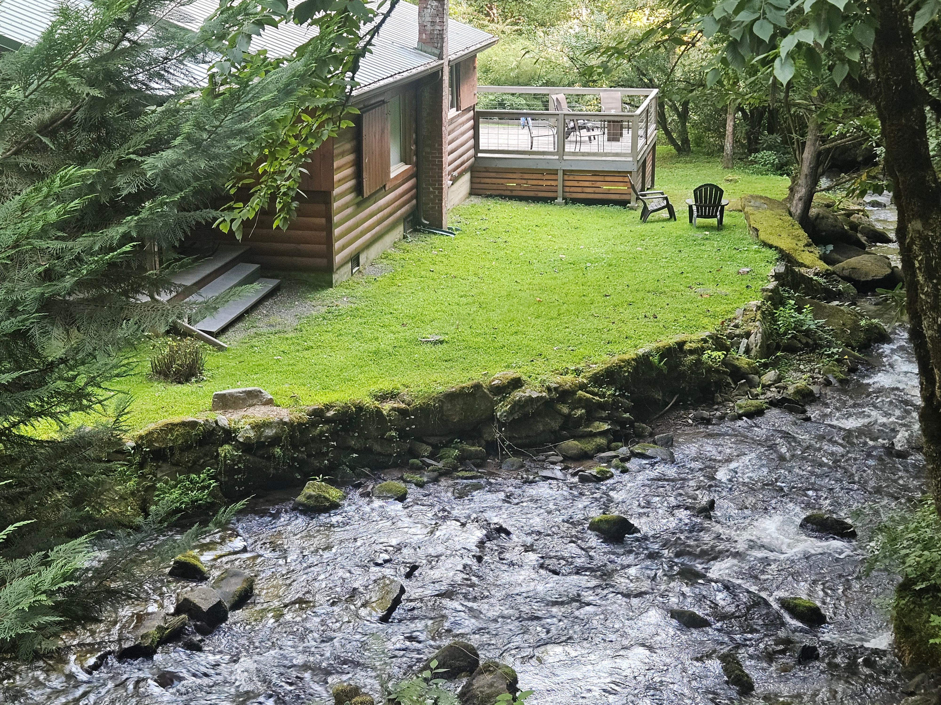 The creek/ river runs right around the property.