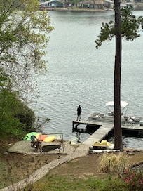 The boys enjoyed fishing off the dock.