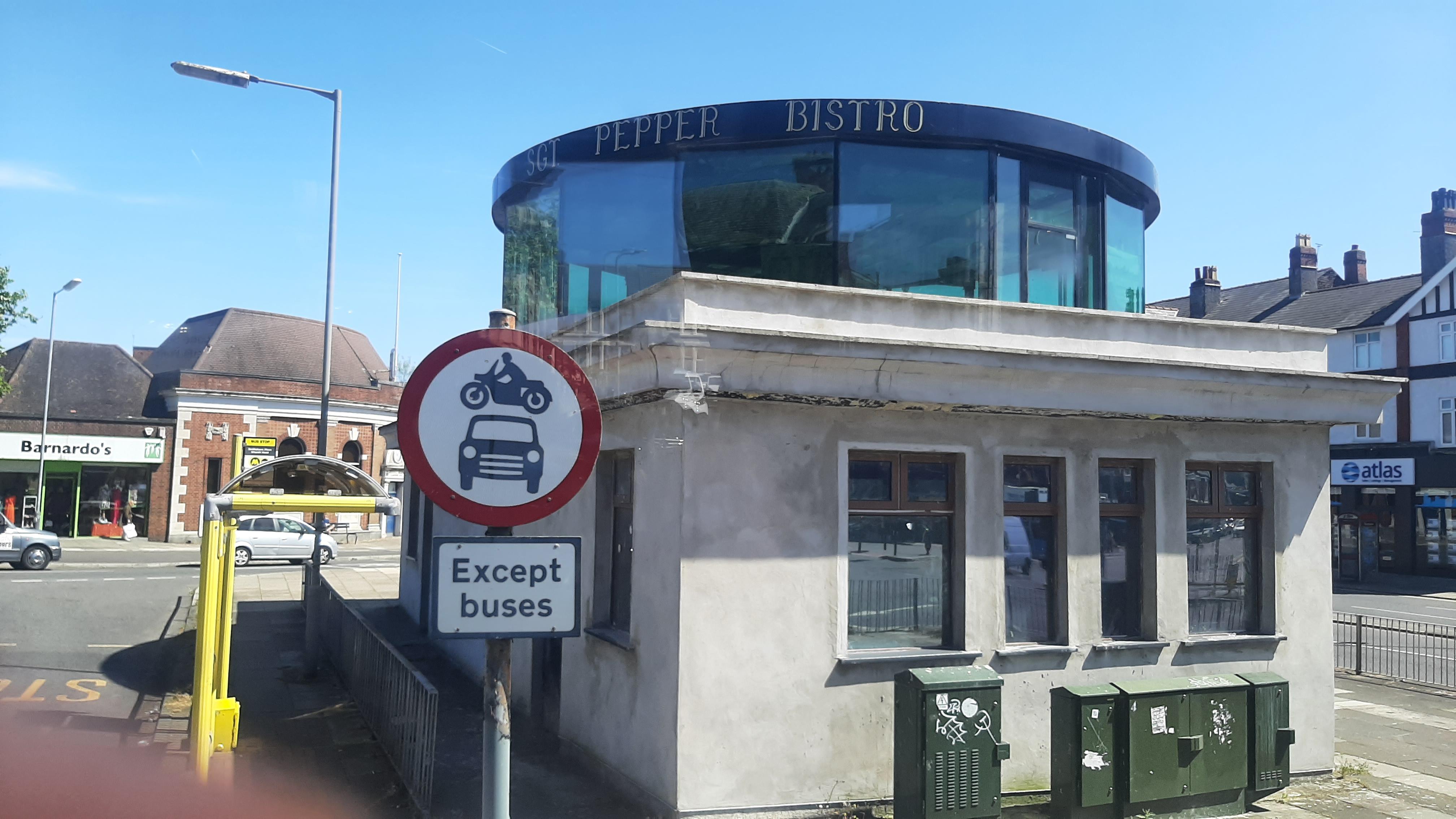 Sgt Pepper Bistro, formerly a bus stop.