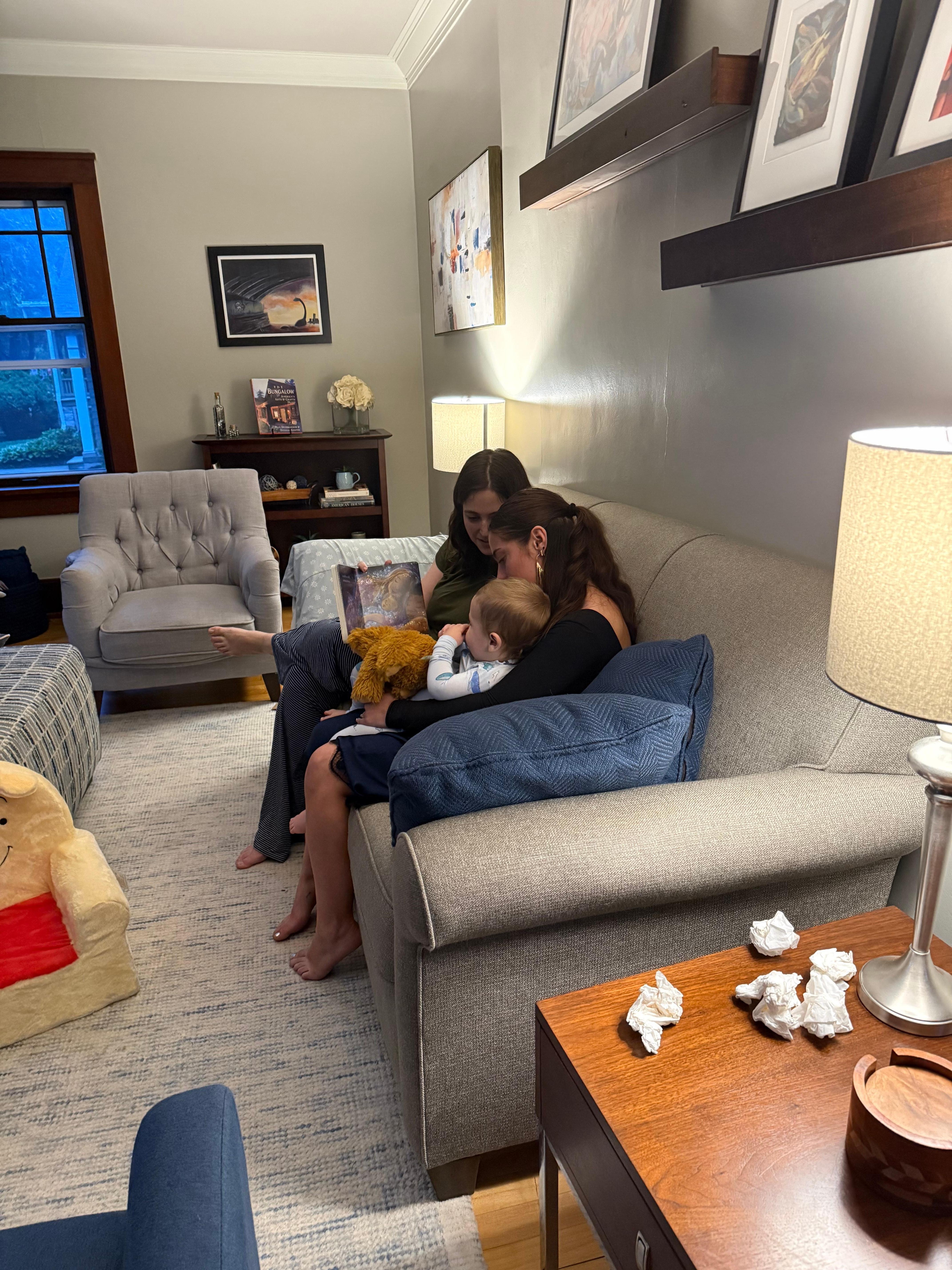 Peaceful living room was perfect for bedtime stories.